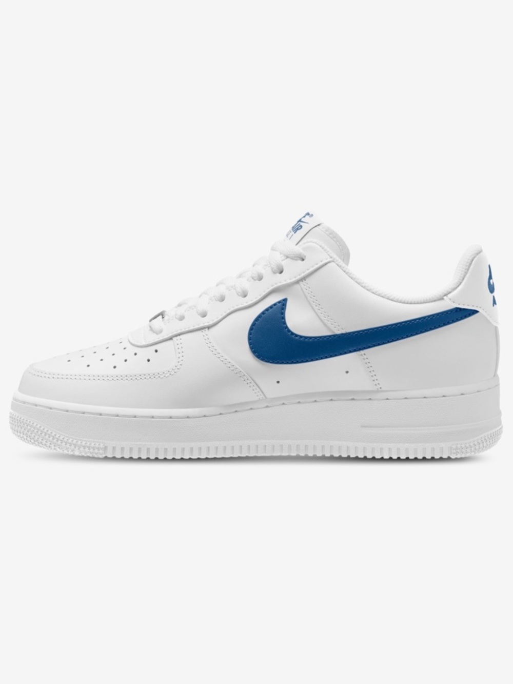 Nike White Low-Top Sneaker with Blue Swoosh